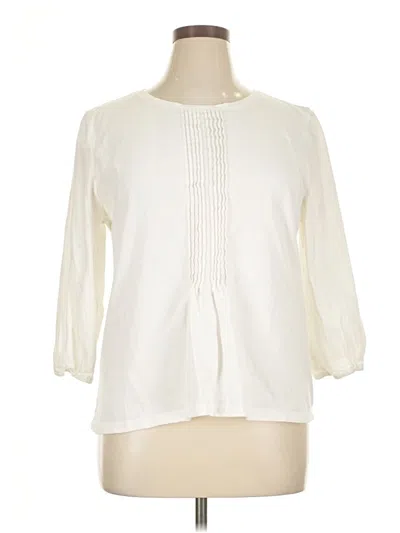 Pre-owned Talbots Outlet 3/4 Sleeve Blouse In White
