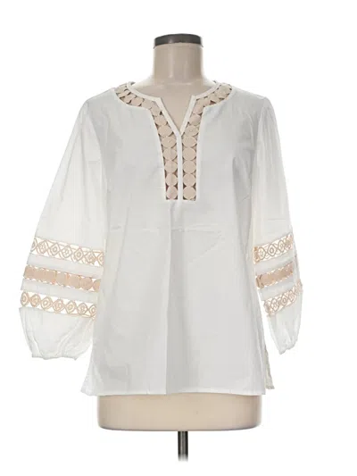 Pre-owned Talbots Outlet 3/4 Sleeve Blouse In White