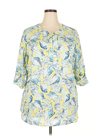 Pre-owned Talbots Outlet 3/4 Sleeve Blouse In Yellow