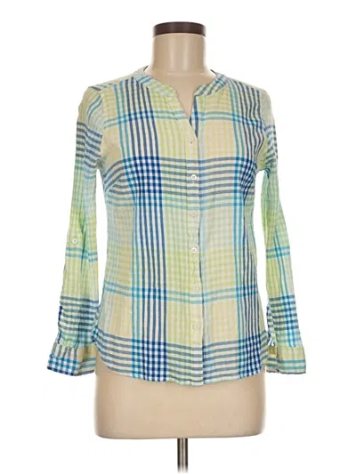 Pre-owned Talbots Outlet 3/4 Sleeve Button Down Shirt In Blue