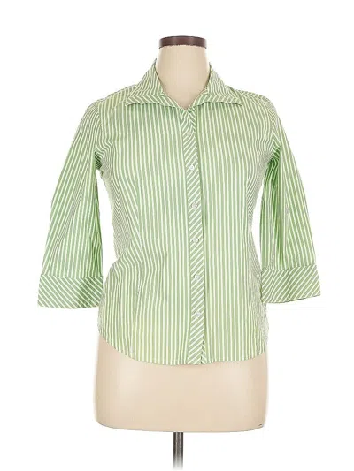 Pre-owned Talbots Outlet 3/4 Sleeve Button Down Shirt In Green
