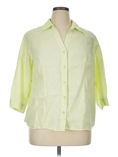 Pre-owned Talbots Outlet 3/4 Sleeve Button Down Shirt In Green