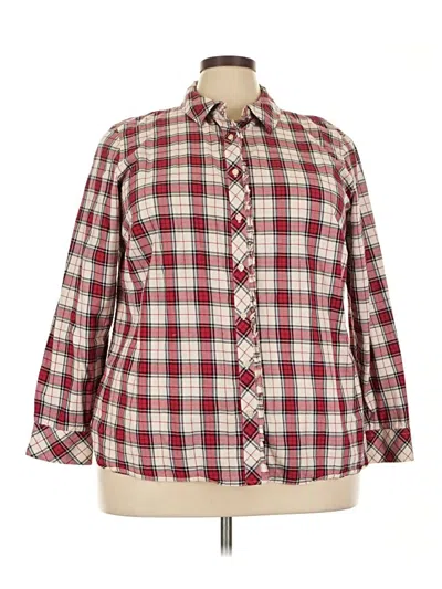 Pre-owned Talbots Outlet 3/4 Sleeve Button Down Shirt In Red