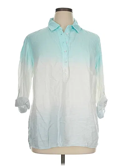 Pre-owned Talbots Outlet 3/4 Sleeve Button Down Shirt In Teal