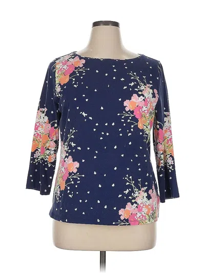 Pre-owned Talbots Outlet 3/4 Sleeve T-shirt In Blue