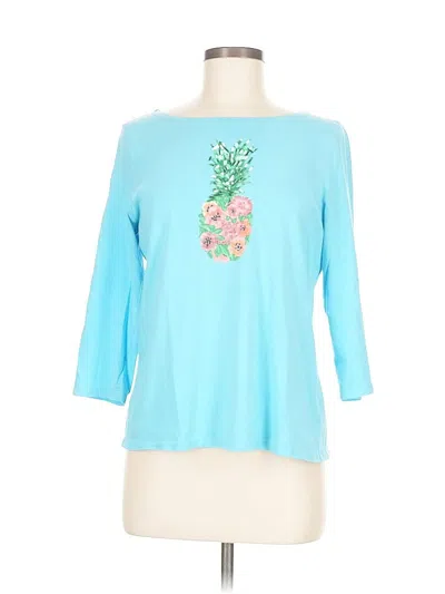 Pre-owned Talbots Outlet 3/4 Sleeve T-shirt In Blue