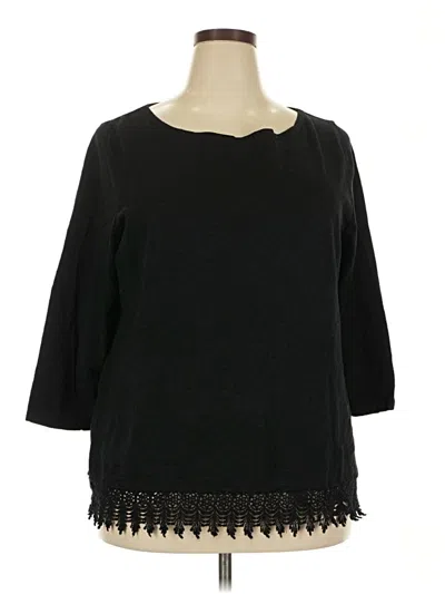 Pre-owned Talbots Outlet 3/4 Sleeve Top Black Boatneck Tops