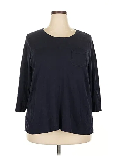 Pre-owned Talbots Outlet 3/4 Sleeve Top Black Crew Neck Tops