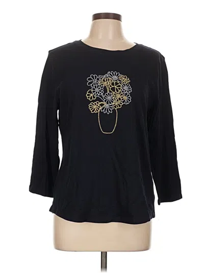 Pre-owned Talbots Outlet 3/4 Sleeve Top Black Crew Neck Tops