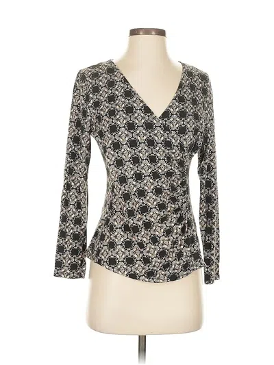 Pre-owned Talbots Outlet 3/4 Sleeve Top Black Plunge Neckline Tops