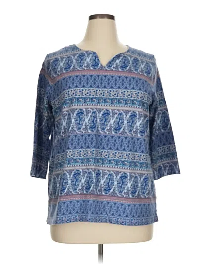 Pre-owned Talbots Outlet 3/4 Sleeve Top Blue Boatneck Tops