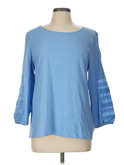 Pre-owned Talbots Outlet 3/4 Sleeve Top Blue Boatneck Tops