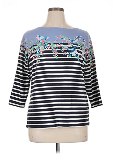 Pre-owned Talbots Outlet 3/4 Sleeve Top Blue Boatneck Tops