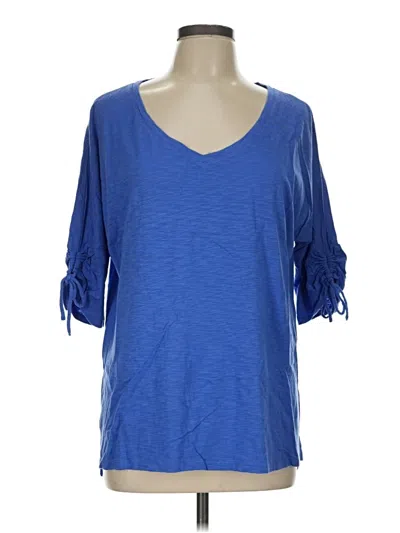 Pre-owned Talbots Outlet 3/4 Sleeve Top Blue V-neck Tops