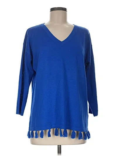 Pre-owned Talbots Outlet 3/4 Sleeve Top Blue V-neck Tops
