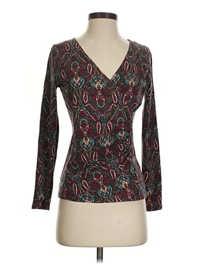 Pre-owned Talbots Outlet 3/4 Sleeve Top Burgundy V Neck Tops