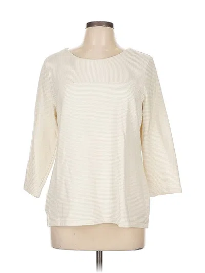 Pre-owned Talbots Outlet 3/4 Sleeve Top Ivory Boatneck Tops In White
