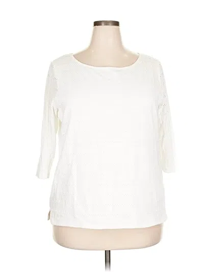 Pre-owned Talbots Outlet 3/4 Sleeve Top Ivory Boatneck Tops In White