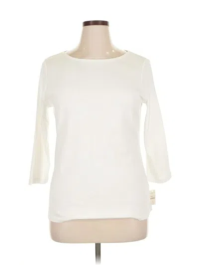 Pre-owned Talbots Outlet 3/4 Sleeve Top Ivory Boatneck Tops In White