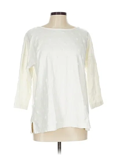 Pre-owned Talbots Outlet 3/4 Sleeve Top Ivory Boatneck Tops In White