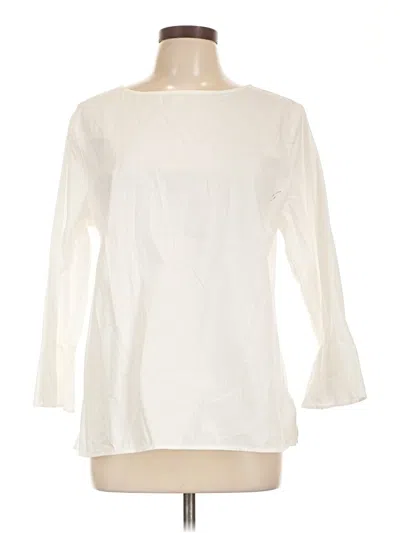 Pre-owned Talbots Outlet 3/4 Sleeve Top Ivory Boatneck Tops In White