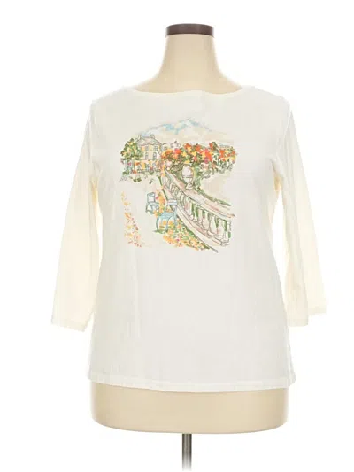Pre-owned Talbots Outlet 3/4 Sleeve Top Ivory Boatneck Tops In White