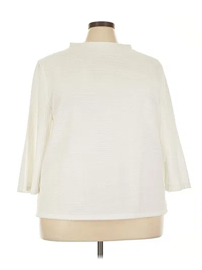 Pre-owned Talbots Outlet 3/4 Sleeve Top Ivory Mock Neckline Tops
