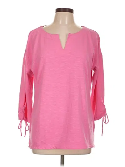 Pre-owned Talbots Outlet 3/4 Sleeve Top Pink Cold Shoulder Neckline Tops