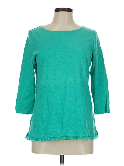 Pre-owned Talbots Outlet 3/4 Sleeve Top Teal Boatneck Tops In Blue