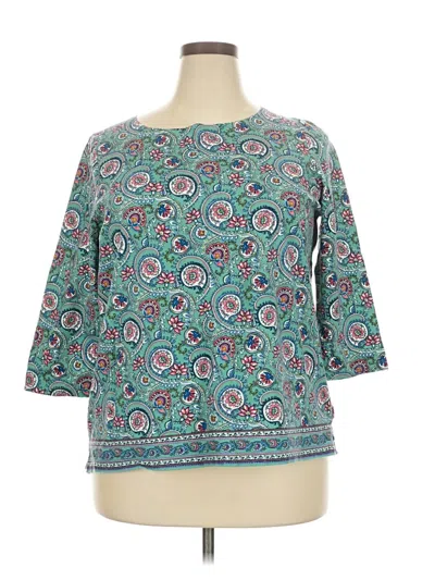 Pre-owned Talbots Outlet 3/4 Sleeve Top Teal Boatneck Tops In Blue