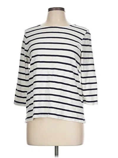 Pre-owned Talbots Outlet 3/4 Sleeve Top White Stripes Pattern Boatneck Tops