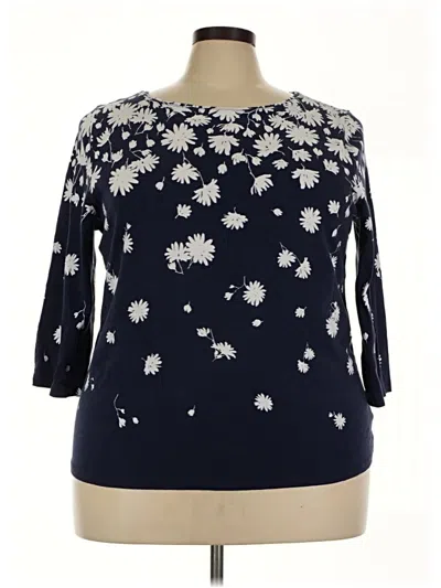 Pre-owned Talbots Outlet 3/4 Sleeve T-shirt In Blue