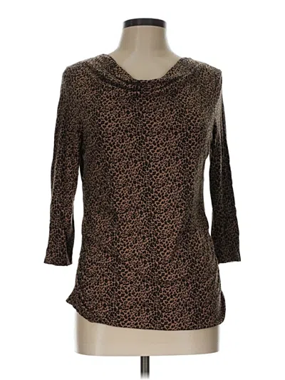 Pre-owned Talbots Outlet 3/4 Sleeve T-shirt In Brown