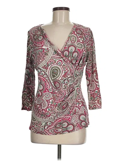 Pre-owned Talbots Outlet 3/4 Sleeve T-shirt In Burgundy