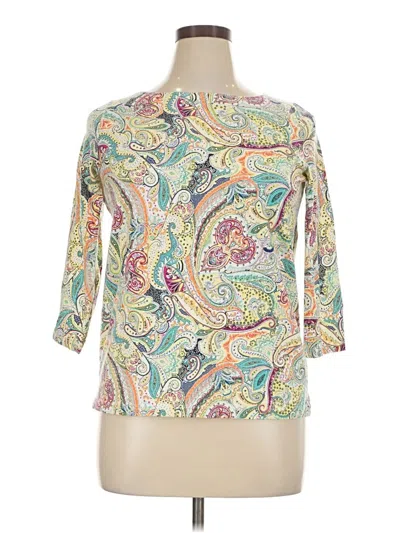Pre-owned Talbots Outlet 3/4 Sleeve T-shirt In Ivory
