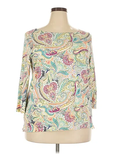 Pre-owned Talbots Outlet 3/4 Sleeve T-shirt In Ivory