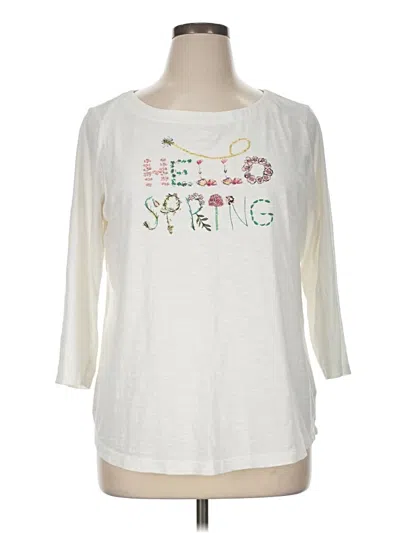 Pre-owned Talbots Outlet 3/4 Sleeve T-shirt In White