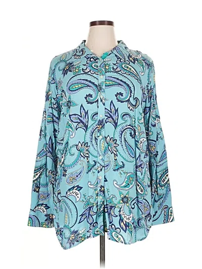 Pre-owned Talbots Outlet Long Sleeve Blouse In Blue