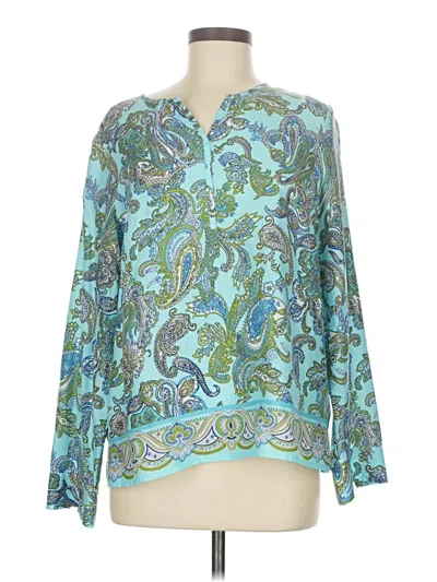 Pre-owned Talbots Outlet Long Sleeve Blouse In Blue