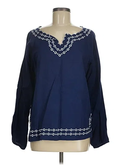 Pre-owned Talbots Outlet Long Sleeve Blouse In Blue