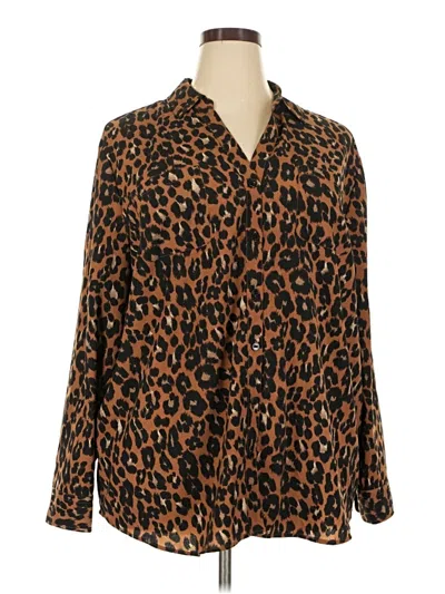 Pre-owned Talbots Outlet Long Sleeve Blouse In Brown