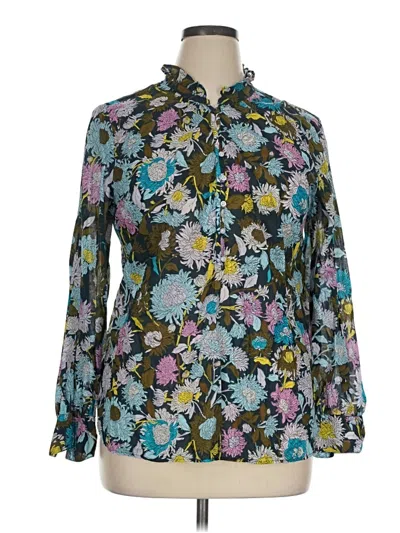 Pre-owned Talbots Outlet Long Sleeve Blouse In Teal