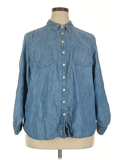 Pre-owned Talbots Outlet Long Sleeve Button Down Shirt In Blue