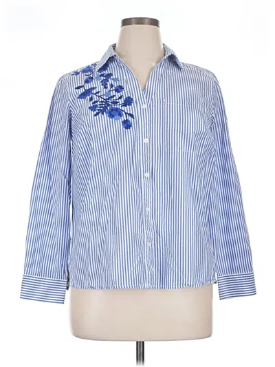 Pre-owned Talbots Outlet Long Sleeve Button Down Shirt In Blue