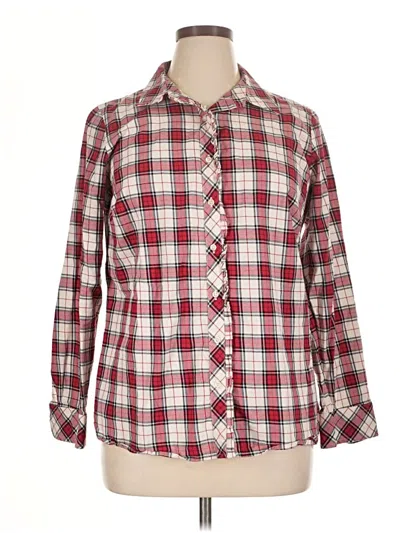 Pre-owned Talbots Outlet Long Sleeve Button Down Shirt In Burgundy