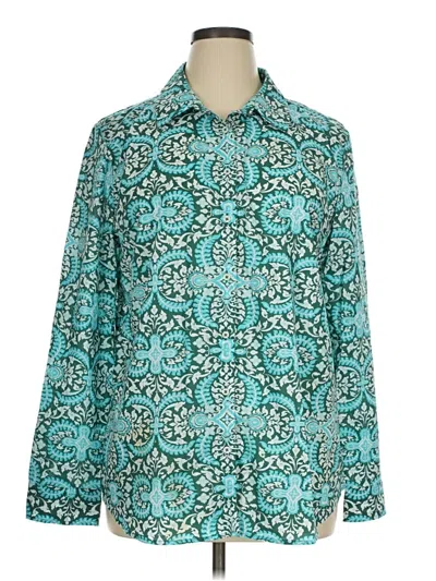 Pre-owned Talbots Outlet Long Sleeve Button Down Shirt In Teal