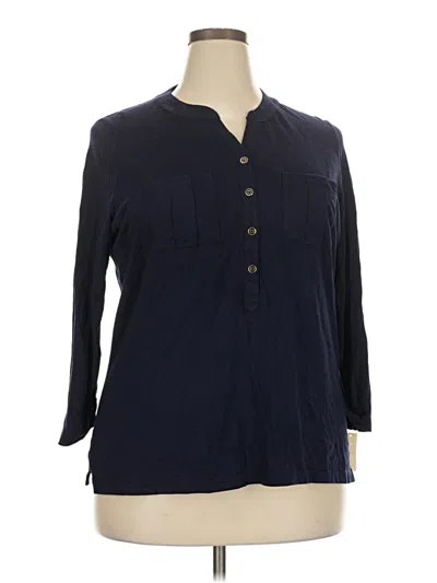 Pre-owned Talbots Outlet Long Sleeve Henley Shirt In Blue