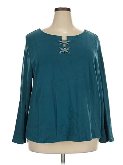 Pre-owned Talbots Outlet Long Sleeve Henley Shirt In Teal