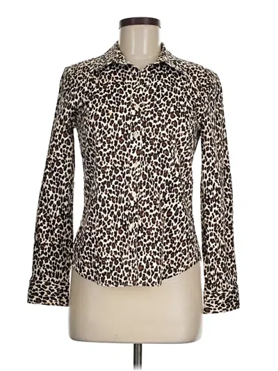 Pre-owned Talbots Outlet Long Sleeve Polo Shirt In Brown