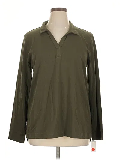 Pre-owned Talbots Outlet Long Sleeve Polo Shirt In Green